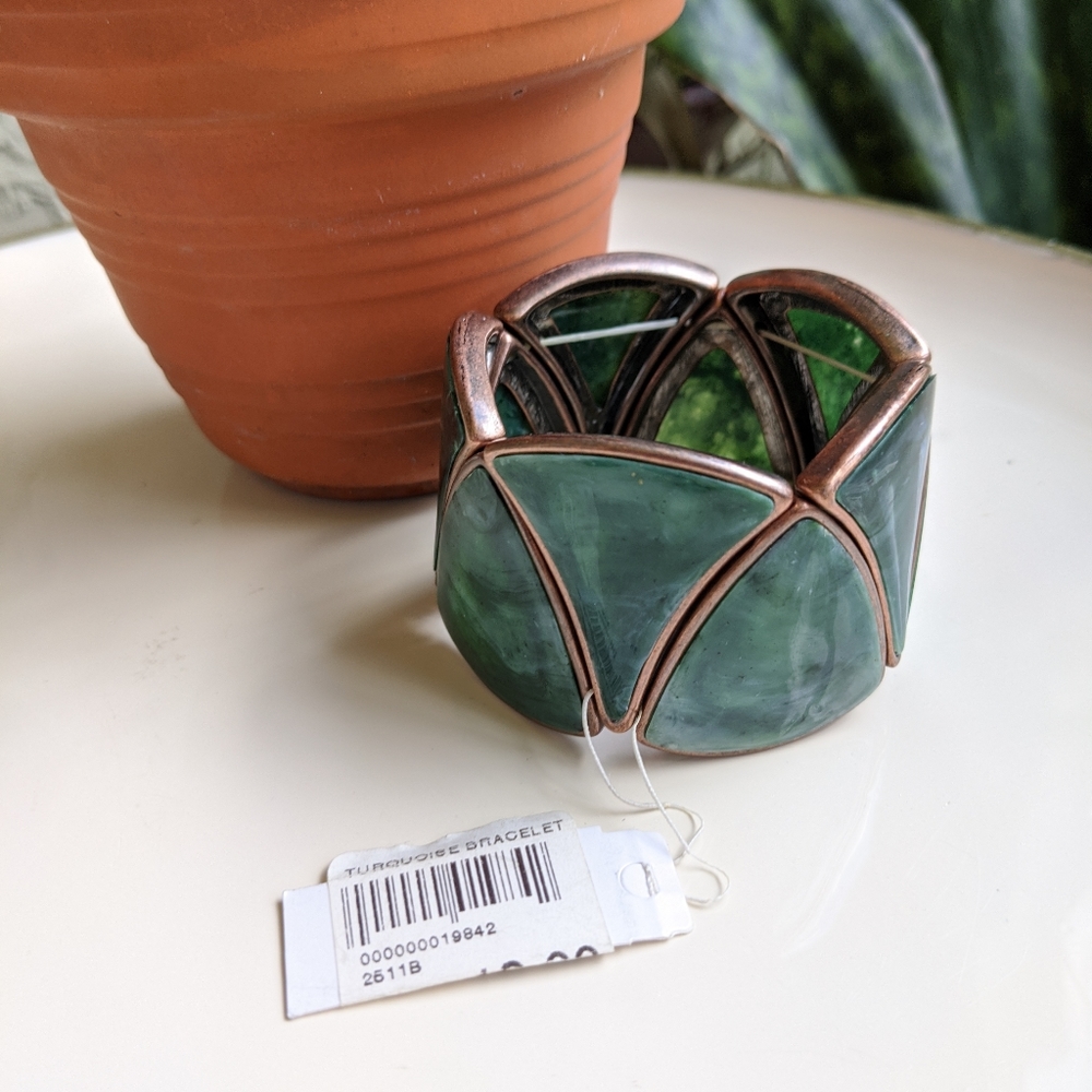 Sue Cox Green Stretch Bracelet Copper Bronze - Picture 11 of 15